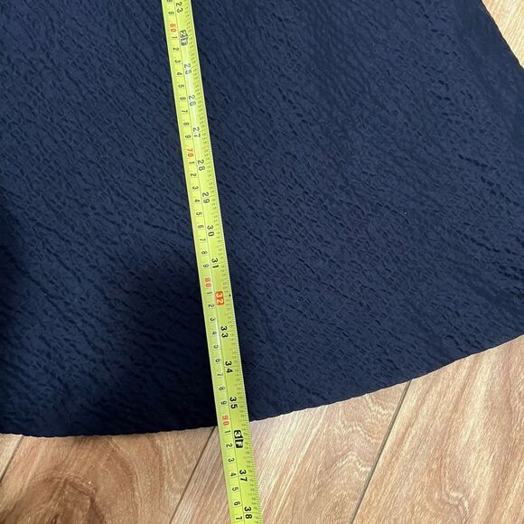 J Crew Seersucker Halter Tie Dress Size 6 Navy Lined 100% Cotton Preppy Nautical - Picture 6 of 6